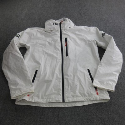 Helly Hansen Jacket Mens XL White Hooded Full Zip Ski Shell Lined Winter Outdoor