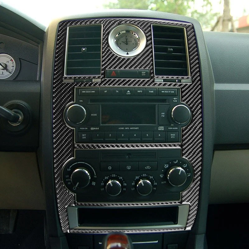 Panel de navegación consola central de fibra de carbono real para Chrysler 300 2008-10 Foto 3 de 4