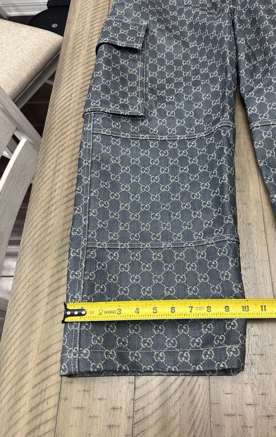 Gucci GG jacquard Monogram CARGO Jeans Workwear Denim Pants 48 MED Waxed Skater image 9