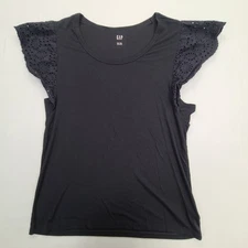 Gap Shirt Womens Extra Extra Large Tall Black Eyelet Sleeve Casual Top