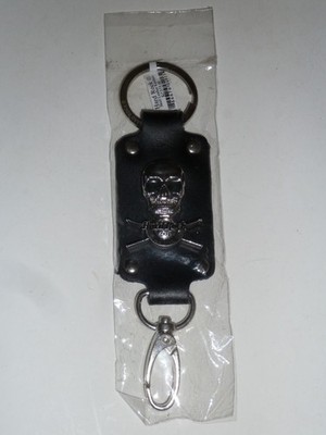 Hard Rock Cafe Prague restaurant souvenir biker keychain leather skull logo NEW!
