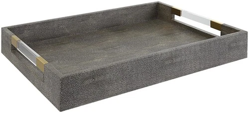 Uttermost 17996 Wessex 19"W Acrylic and MDF Tray - Aged Gold / Clear / Gray - Picture 1 of 4