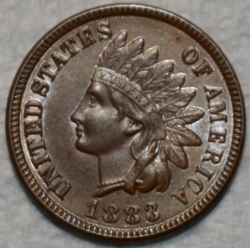 AU-UNC 1883 Indian Head Cent, Sharply Struck & Fully Lustrous.