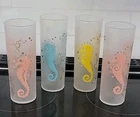 Vintage Federal Glass SEAHORSE Tom Collins Glasses set of 4