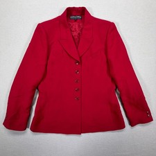 Kasper Company Women Blazer Regular Fit Red 5-Button Professional Size 12