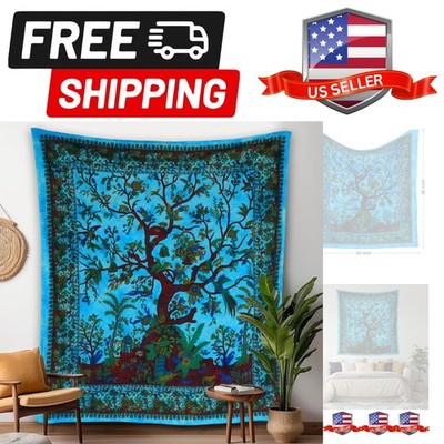 Indian Cotton Mandala Wall Hanging Tree of Life Tapestry for Aesthetic Boho H...