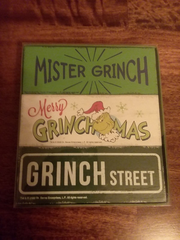 the Grinch three-piece wooden signs brand new
