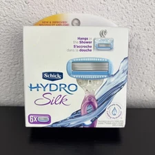 SCHICK HYDRO SILK 6 RAZOR BLADE CARTRIDGES WITH SHE BUTTER LADIES SHAVING BLADES