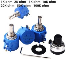10 Gang Wendel Drahtpotentiometer 1K Ohm -100K Ohm 2 W Poti.. Potiachse 6,35mm
