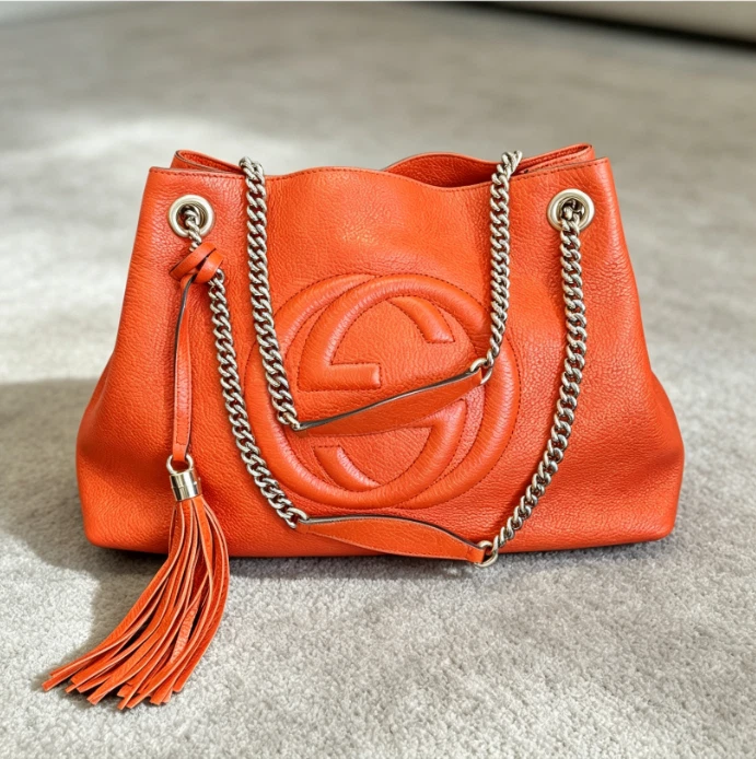 Gucci Leather Exterior Orange Bags & Handbags for Women for sale