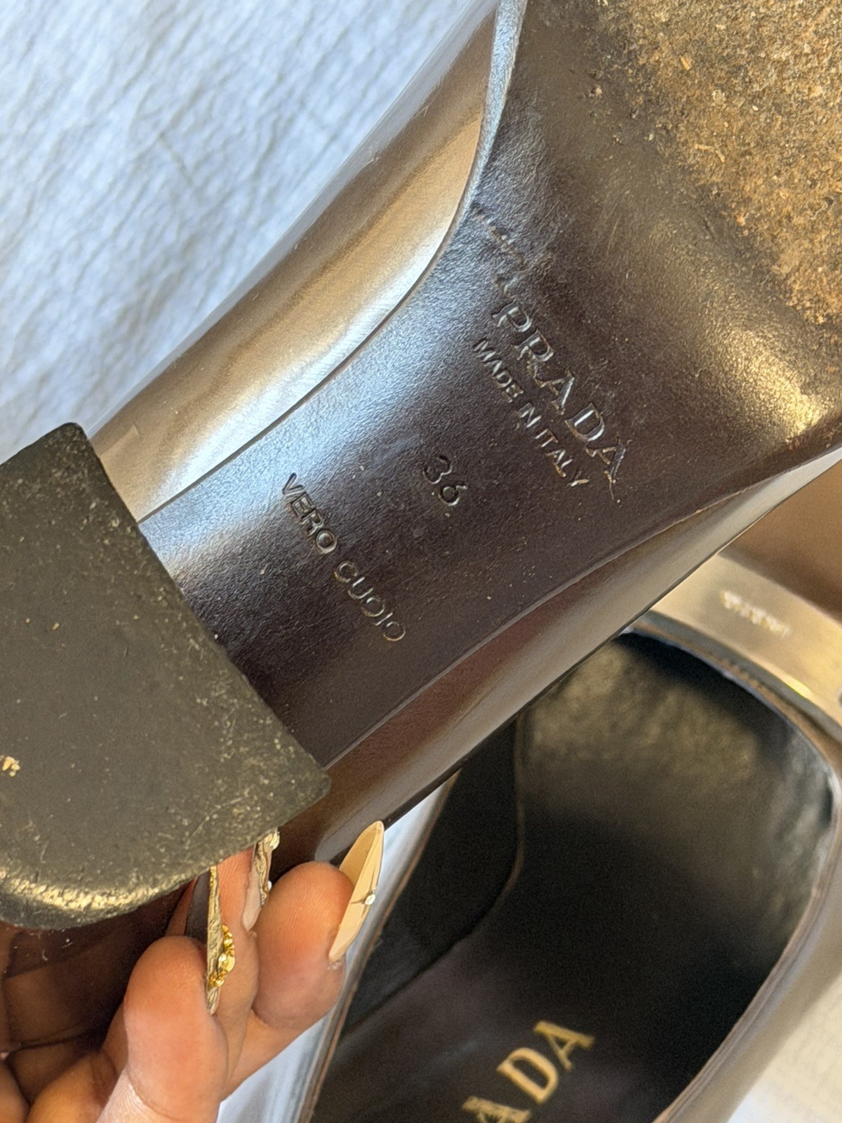 Authentic Prada Brown Leather Square Toe Mules Si… - image 7