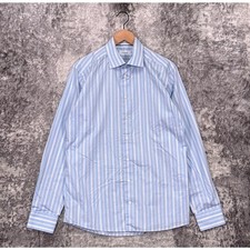Eton Dress Shirt 42 / 16.5 Mens Slim Fit Light Blue Stripe Cotton