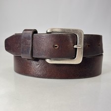 Worn Brown Leather Belt - Men's Size 33
