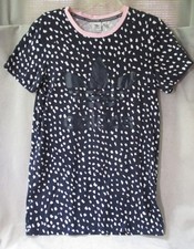 Adidas Logo T-Shirt Dress Leopard Spotted Black Pink Neckline Cotton Sz S Sporty