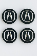 4x Black With Chrome Logo Wheel Center Hub Caps For Acura Size 69mm2.71