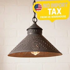 Stockbridge Shade Light Punched Tin Willow Hanging Pendant Light. Country Light