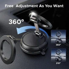 360° Vacuum Magnetic Phone Holder - Suction Cup Car Mount with Foldable Stand