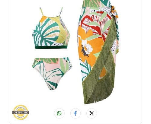 Costume da bagno donna 2 pezzi con copricostume da spiaggia avvolgente gonna bikini floreale set costumi da bagnoXL - Foto 1 di 2