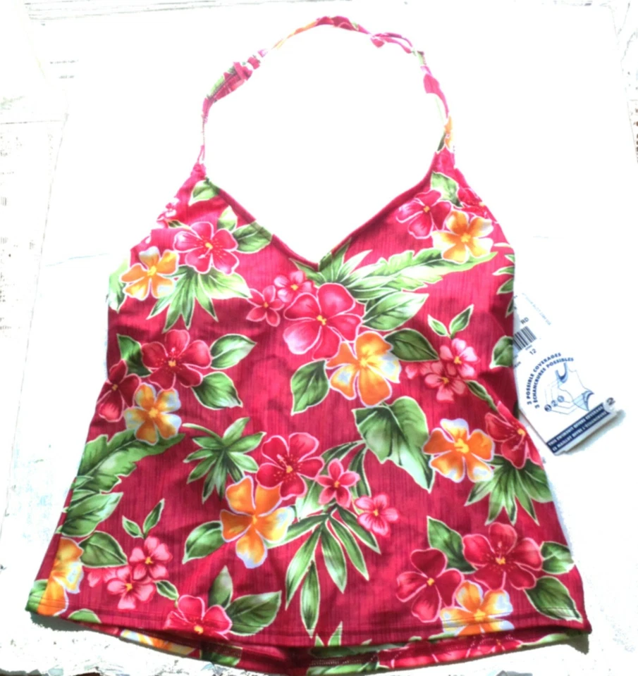 Christina Scarlet Floral Tankini Swimsuit Sz 12 Top/Sz 6 Bottoms NWT $100+ - Image 2 of 3
