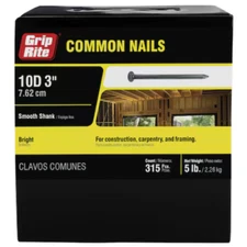 Grip Rite Common Nails 10D 3" Smooth Shank, 315 pc.