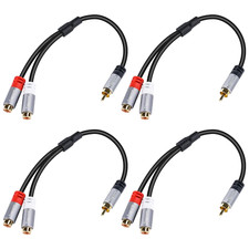 RCA Y-Adapter Splitter Cable 4Pack,1 RCA Male to 2 RCA Female Stereo Audio Video