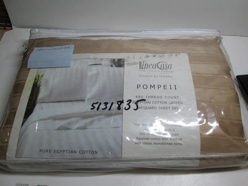 Ilinea Casa Created by Sferra POMPEII Jacquard Streifen Twin Laken Taupe Neu - Bild 1 von 7