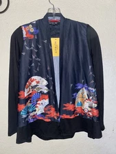 CITRON SANTA MONICA Collection Knit Fan Design Open Cardigan Jacket S