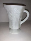 Vintage White Milk Glass Pitcher Raised Grapes Leaves Pattern Anchor Hocking