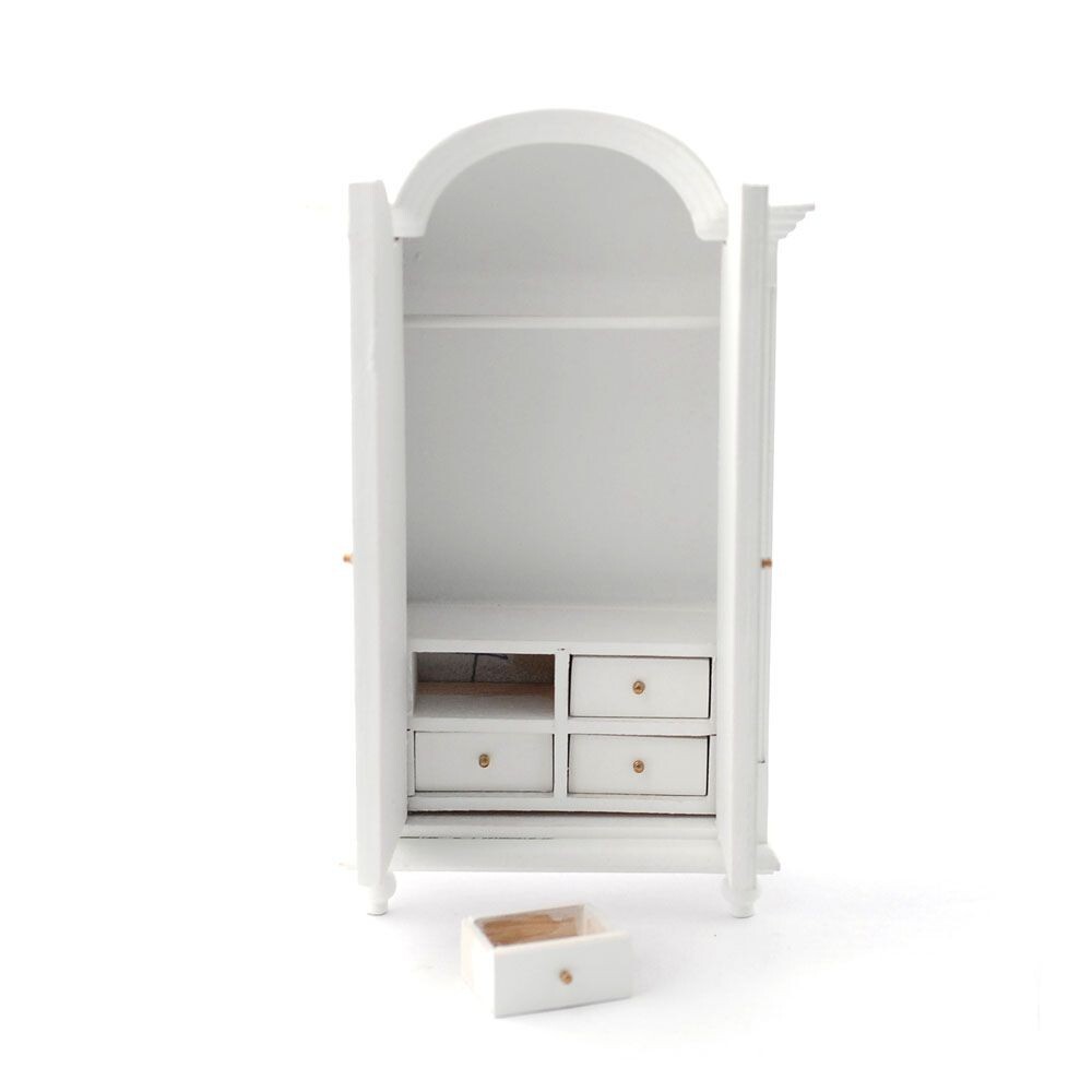 Dolls House Double Wardrobe White Bedroom Furniture Miniature 1:12th Scale