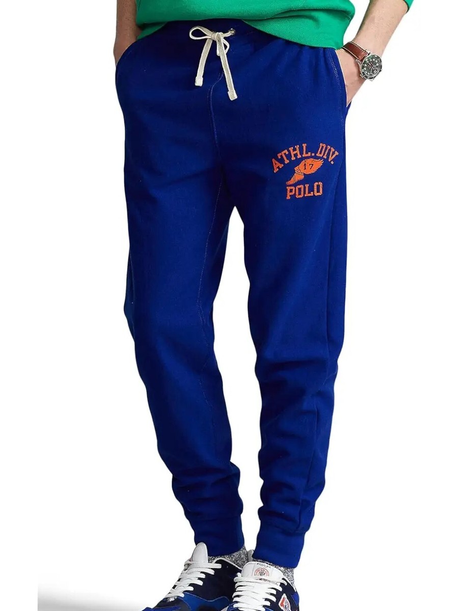 【関税&送料込】Polo Ralph Lauren Blue Cotton Joggers POLO RALPH LAUREN Men's Athletic Division Graphic Fleece