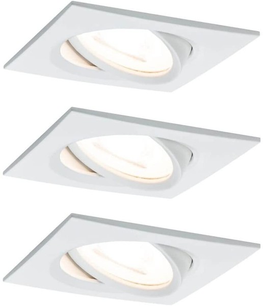 Paulmann Ebl Set Nova Coin Eckig Schwenkbar Led 3X6,5W 2700K 230V Weiß Matt/Alu-image