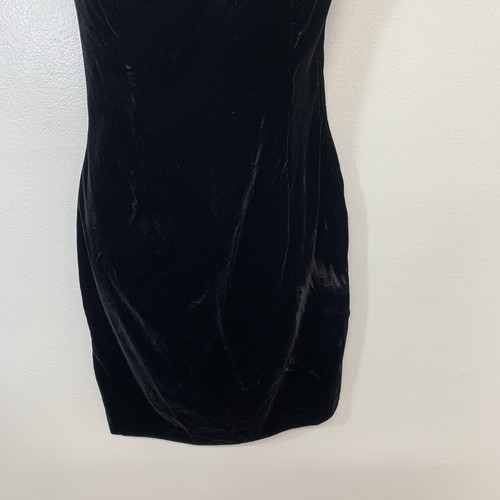 Vintage Jessica McClintock Velvet Dress 7 Black Beaded One Shoulder Feminine USA - Picture 3 of 13