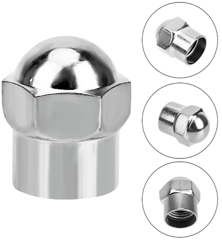 Chrome Finish Dome Hex Tire Tyre Valve Caps For MG - Fits MG