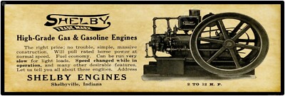 1910 Shelby Engine Co. New Metal Sign: 6 x 18'' Shelbyville, Indiana