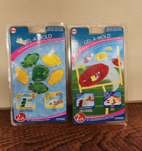 GEL-A-MOLD GELATIN MOLDS, NWT TWO PACKS, JELLO SHOTS, DECOR, FOOTBALL & FISH