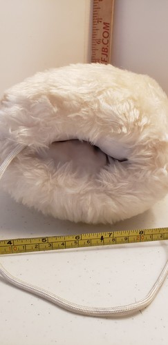 Vintage Mädchen weiß Kunstfell Hand Muff mit Handgelenkriemen gefüttert 9x7 - Bild 3 von 3