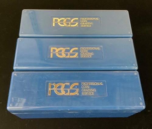Lot of 3 Used Blue Color PCGS Storage Boxes- FREE SHIPPING