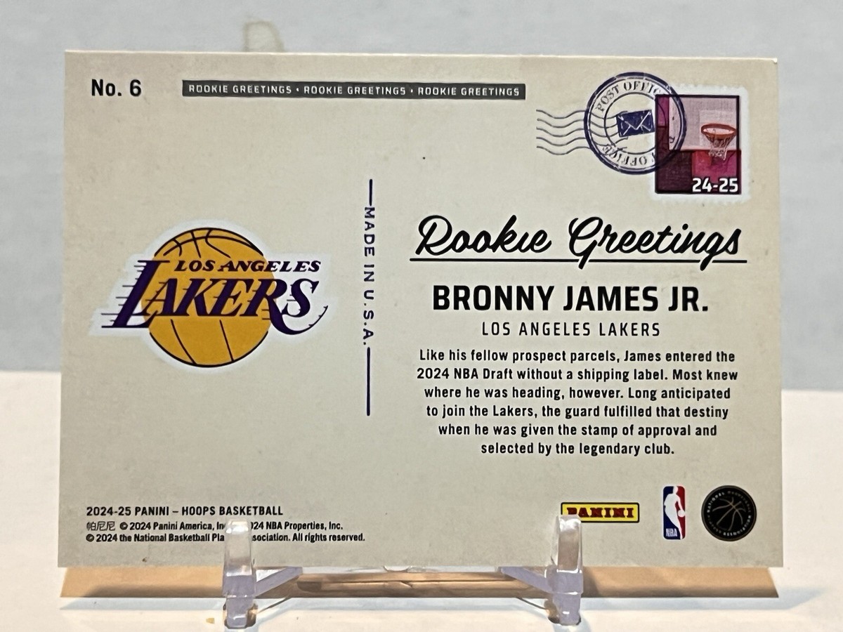 2024-25 Panini NBA Hoops #6 Bronny James Jr. Rookie Greetings RC