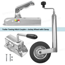 Heavy Duty Caravan Trailer Jockey Wheel with Clamp +Trailer Hitch Towing Coupler