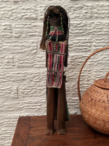 rare unusual vintage wooden African Turkana doll with child, Kenya - Picture 2 of 14