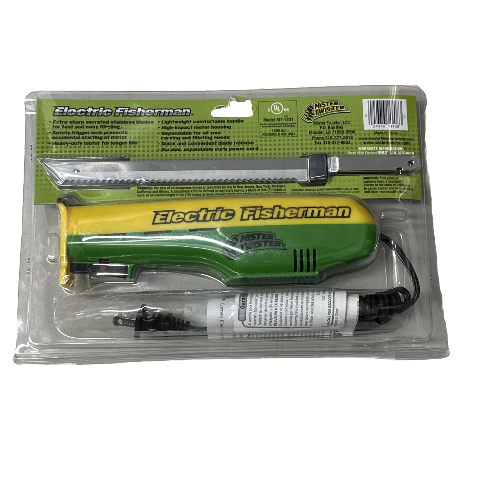 Mister Twister Electric Fisherman Fillet Knife Model MT1201 New