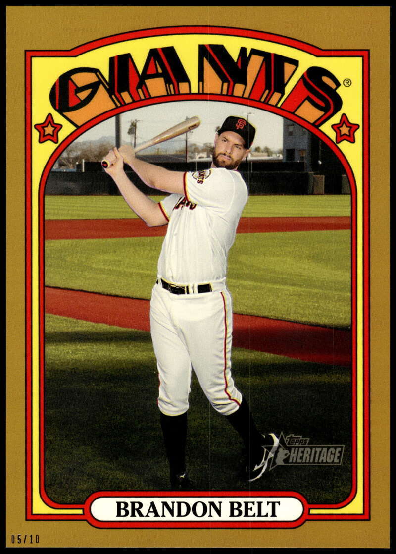Brandon Belt 2021 Topps Heritage 5x7 Gold #7 5/10 Giants