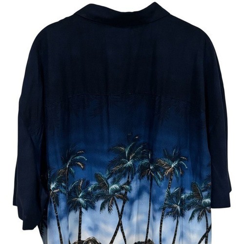 NEW Island Shores Navy Blue Hawaiian Scenic Button up Coastal Vacation Size XXL - Picture 6 of 11