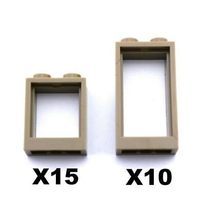TCM BRICKS Dark Tan 1x2x2 1x2x3 Flat Front Window Pack X25 Compatible Parts 