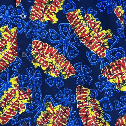 Hawaiian Tropic Shirt Mens 2XL Blue Red Yellow Short Sleeve Button Up Camp XXL - Picture 2 of 5