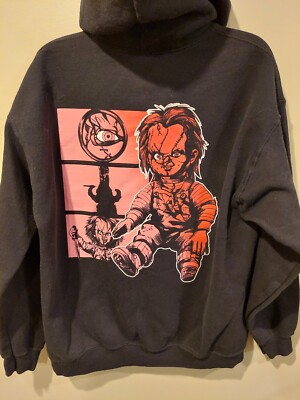 Chucky Childs Play Sweatshirt Hoodie Mens Large Horror ''Lets Be Friends'' Doll