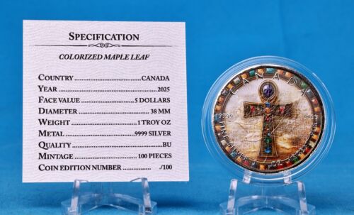2025 Canada Farbmünze Ancient Egypt Ankh (3.) 1 OZ SILBER - COLOR EDITION - Afbeelding 6 van 13