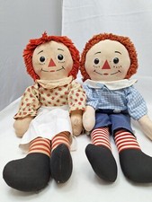 Vintage 19" Pair Raggedy Ann  Andy Dolls No Tags Early Knickerbocker c1960s
