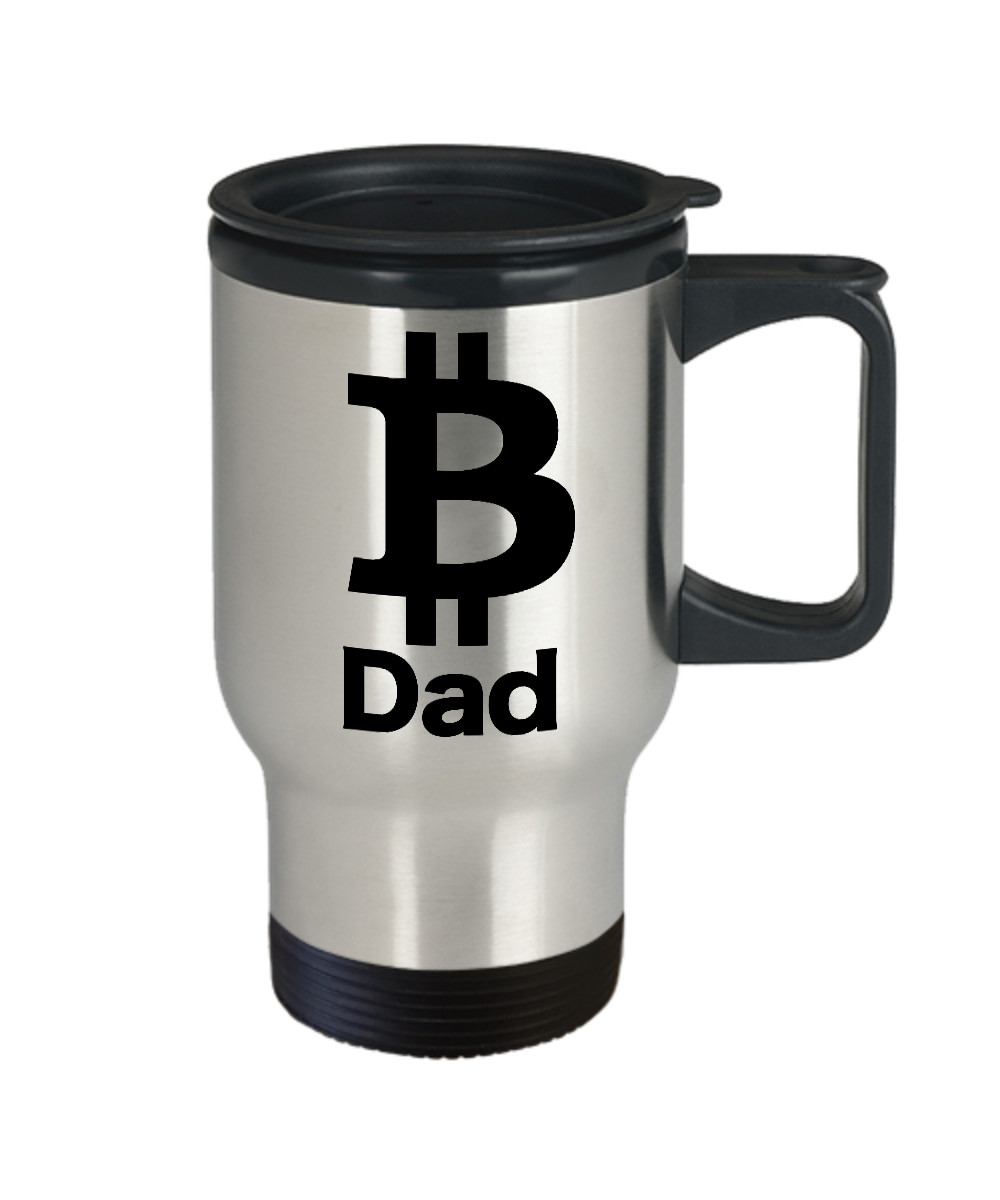 Bitcoin Dad Mug Travel Coffee Cup Cryptocurrency Free Market Investments BTC