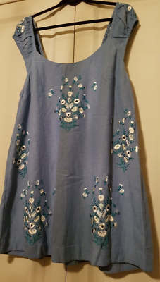 Free People Wildflower Embroidered Mini Dress, Copen Blue - MEDIUM - BNWT -  158 | eBay UK